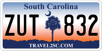 SC license plate ZUT832