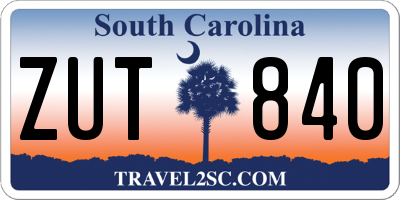 SC license plate ZUT840