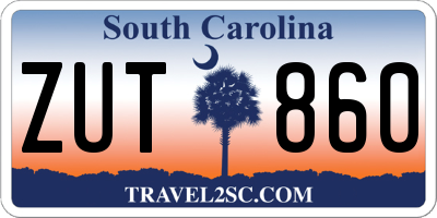 SC license plate ZUT860