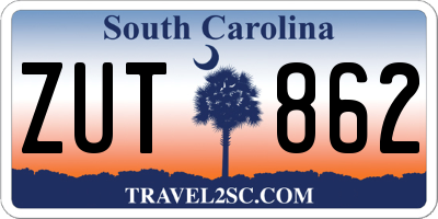 SC license plate ZUT862