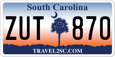 SC license plate ZUT870