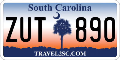 SC license plate ZUT890