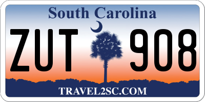 SC license plate ZUT908