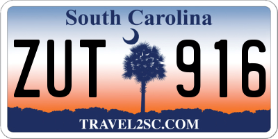 SC license plate ZUT916