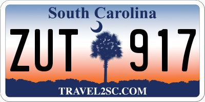 SC license plate ZUT917