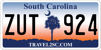 SC license plate ZUT924