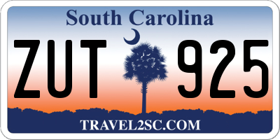 SC license plate ZUT925