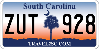 SC license plate ZUT928