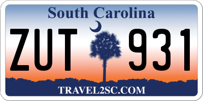 SC license plate ZUT931