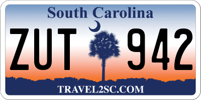 SC license plate ZUT942
