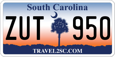 SC license plate ZUT950
