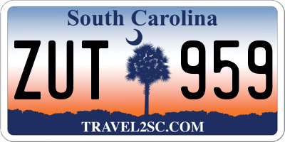 SC license plate ZUT959