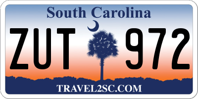 SC license plate ZUT972