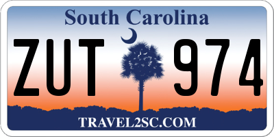 SC license plate ZUT974
