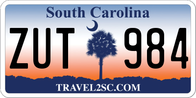 SC license plate ZUT984