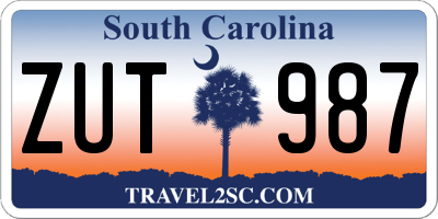 SC license plate ZUT987