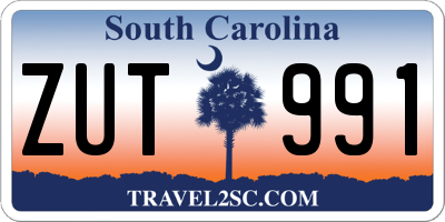 SC license plate ZUT991
