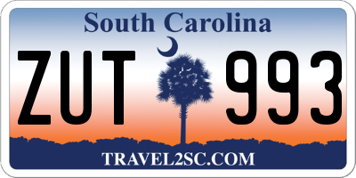SC license plate ZUT993