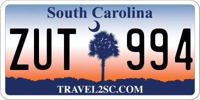 SC license plate ZUT994