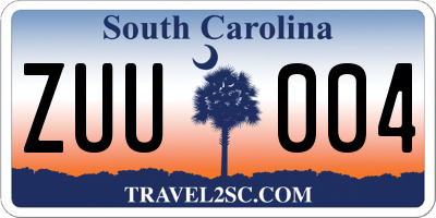 SC license plate ZUU004