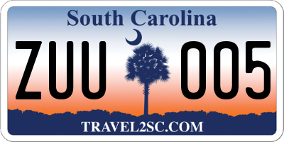 SC license plate ZUU005