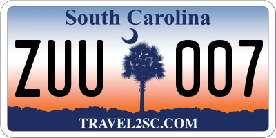 SC license plate ZUU007