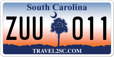 SC license plate ZUU011