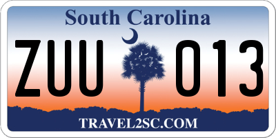 SC license plate ZUU013