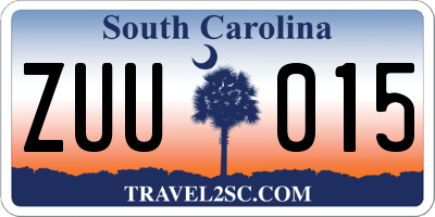 SC license plate ZUU015