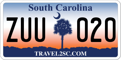 SC license plate ZUU020