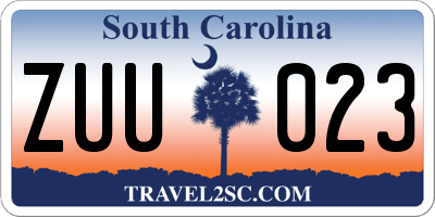 SC license plate ZUU023