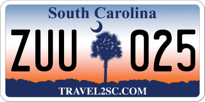 SC license plate ZUU025