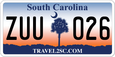 SC license plate ZUU026