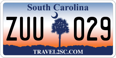SC license plate ZUU029