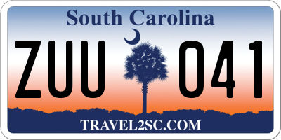 SC license plate ZUU041