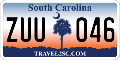 SC license plate ZUU046