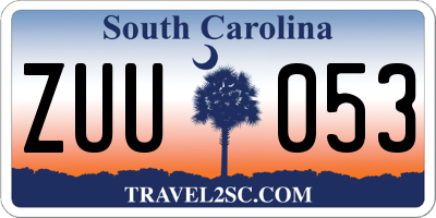SC license plate ZUU053