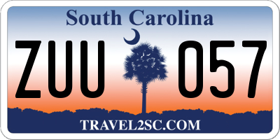 SC license plate ZUU057