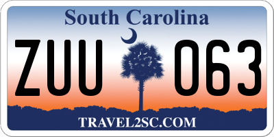 SC license plate ZUU063