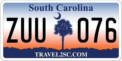 SC license plate ZUU076