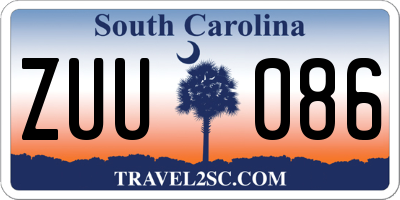 SC license plate ZUU086