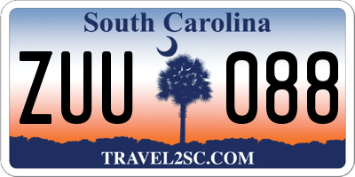 SC license plate ZUU088