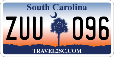 SC license plate ZUU096