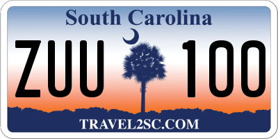 SC license plate ZUU100