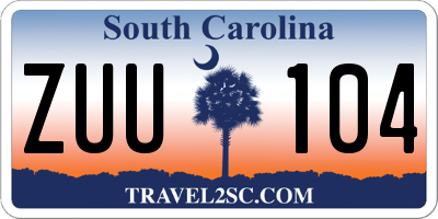SC license plate ZUU104