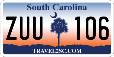 SC license plate ZUU106