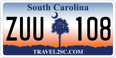 SC license plate ZUU108
