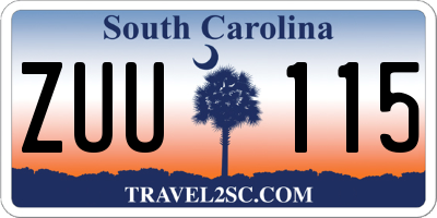 SC license plate ZUU115