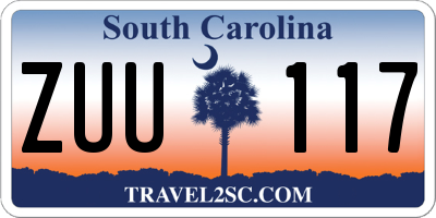 SC license plate ZUU117