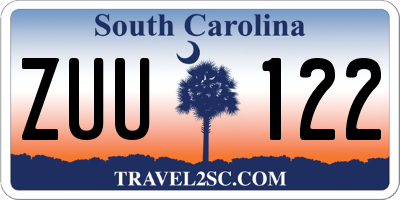 SC license plate ZUU122